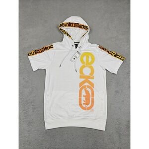 Ecko Unltd Hoodie Shirt Mens Small White Short Sleeve Drawstring‎ Rhino Logo New